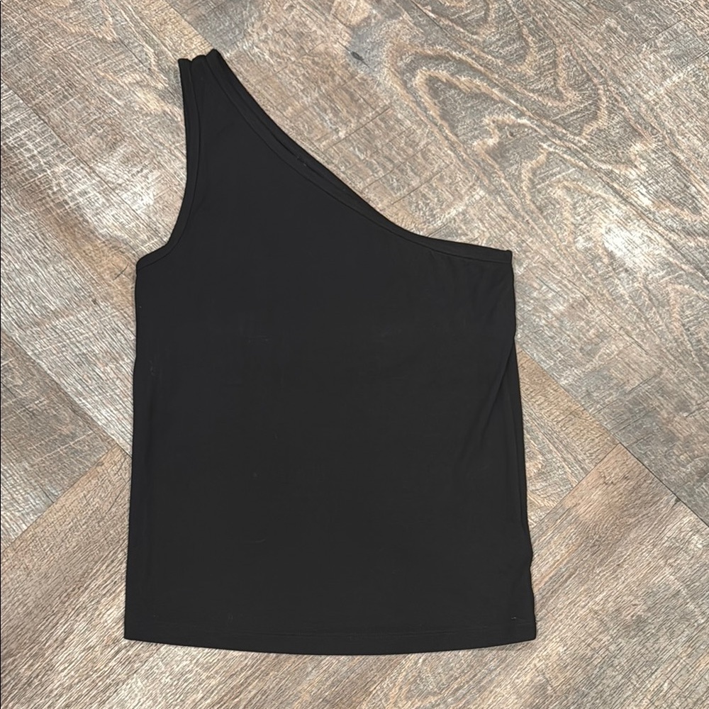 The Drop Black One-Shoulder Tank Top